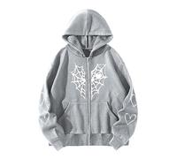 Wmmner Felpe con Cappuccio Grafiche per Uomo Moda Camicie a Maniche Lunghe con Stampa Animale Felpa con Cappuccio Casual con Zip Taglie Forti da Uomo/Grigio/5Xl