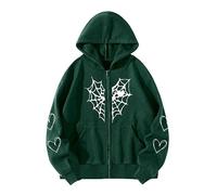 Wmmner Felpe con Cappuccio Grafiche per Uomo Moda Camicie a Maniche Lunghe con Stampa Animale Felpa con Cappuccio Casual con Zip Taglie Forti da Uomo/Verde/5Xl