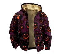 Wmmner Felpe con Cappuccio Halloween da Uomo Felpa con Faccia Di Zucca Felpe con Cappuccio Inquietanti con Zip Integrale Maglie a Maniche Lunghe con Zip e Tasca/Viola 2/M