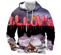 Wmmner Felpe con Cappuccio Halloween da Uomo Felpa con Stampa 3D Faccia Di Zucca con Tasca Maglie con Cappuccio Inquietanti Maglie a Maniche Lunghe/Viola/4Xl