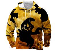 Wmmner Felpe con Cappuccio Halloween da Uomo Felpa con Stampa 3D Faccia Di Zucca con Tasca Maglie con Cappuccio Inquietanti Maglie a Maniche Lunghe/Giallo/L