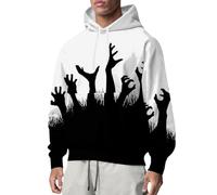 Wmmner Felpe con Cappuccio Halloween da Uomo Felpa Inquietante con Tasca e Stampa 3D T-Shirt con Cappuccio e Teschio Scheletrico Pullover a Maniche Lunghe/Nero/S