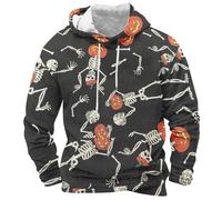 Wmmner Felpe con Cappuccio Halloween per Uomo Felpa con Tasche e Stampa Jack O' Lantern Maglie con Cappuccio a Maniche Lunghe/Nero/3Xl