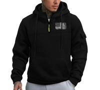 Wmmner Felpe con Cappucciohe da Uomo con Zip a un Quarto, Bandiera Degli Stati Uniti, Cargo, 1/4 Di Zip, Tattiche, Multi Tasche, Maniche Lunghe, Pullover/Felpa con Cappuccio e Zip a un Quarto Nera da