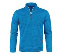 Wmmner Felpe con Colletto per Uomo Polo Classiche Di Base Manica Lunga Casual Scollo a V Autunno Top Uomo Plus Size Quarter Zip Pullover/Blu/Xxl