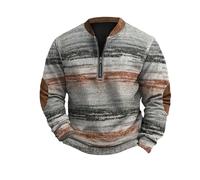 Wmmner Felpe da Uomo con Stampa a Maglia 1/4 Pullover con Cerniera Camicia Autunnale Di Moda Casual All'Aperto a Maniche Lunghe Top con Scollo a V Vintage per Uomo/Arancione/3Xl