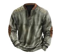 Wmmner Felpe da Uomo con Stampa a Maglia 1/4 Pullover con Cerniera Camicia Autunnale Di Moda Casual All'Aperto a Maniche Lunghe Top con Scollo a V Vintage per Uomo/Verde/L