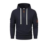 Wmmner Felpe da Uomo Quarter Zip Trendy Contrast Zipper Basic Draw Stpocket Pullover a Maniche Lunghe Felpa Casual con Cappuccio Trendy Baggy Basic Hoodies/Navy/4Xl