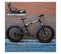 Wmmner Foldable Mountain Bikes 24 Inch Dual-Suspension For Adults Men Women, Fat Tire Anti-Slip Mountain Bicycle With Mechanical Disc Brakes, High Carbon Steel Frame,White,24 Speed/Nero/21 Velocità