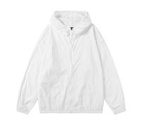 Wmmner Giacca Antipioggia da Uomo a Maniche Lunghe Felpa Leggera con Zip Integrale Upf50+ Protezione Solare Uv Giacche da Corsa per Escursionismo e Pesca/Bianco/L
