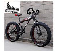Wmmner Hardtail Fat Tire Mountain Bike per Adulti, Uomo Donna Mountain Trail Bike con Doppio Freno a Disco, Sospensione Anteriore in Acciaio ad Alto Carbonio Mountain Bike Fuoristrada, Nuovo Rosso, 26