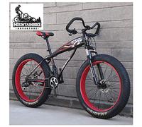 Wmmner Hardtail Fat Tire Mountain Bike per Adulti, Uomo Donna Mountain Trail Bike con Doppio Freno a Disco, Sospensione Anteriore in Acciaio ad Alto Carbonio Mountain Bike Fuoristrada, Nuovo Rosso, 26