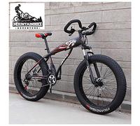 Wmmner Hardtail Fat Tire Mountain Bike per Adulti, Uomo Donna Mountain Trail Bike con Doppio Freno a Disco, Sospensione Anteriore in Acciaio ad Alto Carbonio Mountain Bike Fuoristrada, Nuovo Rosso, 26