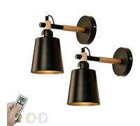 Wmmner Illuminazione da Parete per Interni Moderna Set Di Due Lampade da Parete Alimentate a Batteria in Alluminio Spazzolato con Lampada da Parete a Led a Distanza per Camera da Letto Comodino Soggio