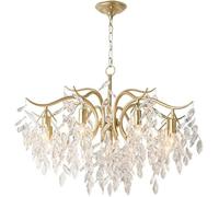 Wmmner K9 Crystal Tree Branch Chandelier Hanging Raindrop Fringe Hanging Light Modern Cadjustable Ceiling Lighting/un Colore/9 Luci