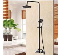 Wmmner Kit Doccia, Set Doccia Bagno Nero Soffione Doccia a Pioggia 2 Maniglie Muro Mounted Set Di Rubinetti Doccia Portatili Rubinetto Miscelatore Vasca da Bagno