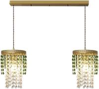 Wmmner Lampada a Sospensione in Ottone V-Intage E14 Lampada a Sospensione a Soffitto con Campanello a Vento in Cristallo Lampada a Sospensione per Stanza Moderna, Lampada a Sospensione/un Colore/50 Ce