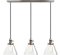 Wmmner Lampada a Sospensione Industriale Phansthy Luminosa con Interruttore 3 Lampada a Sospensione a Soffitto Edison Imbuto Paralume in Vetro Trasparente Clulampadario Ster per Soggiorno in Sala da P
