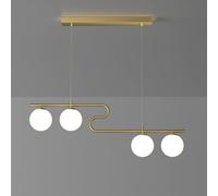 Wmmner Lampada a Sospensione Lineare con 4 Luci, Globo in Vetro Dorato, Altezza Regolabile, Lampadario a Barra, Lampada a Sospensione da Soffitto, Lampada da Cucina a Isola, Lampade da Tavolo per Sogg