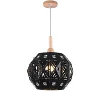 Wmmner Lampada a Sospensione Nera Lampada a Sospensione in Metallo con Diamante Moderno Nordic Creative Hollow Out Metal Shade E27Lampadario D'Arte in Ferro Lampadario a Cupola in Legno Massello Appar