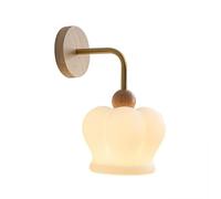 Wmmner Lampada da Parete a Forma Di Fiore, Lampada da Parete Vintage Industriale in Metallo Dorato con Paralume in Vetro Bianco, Lampada G9, Applique da Parete in Stile Metà Secolo per Camera da Letto