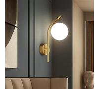 Wmmner Lampada da Parete a Led a Sfera Di Vetro D Lampada da Parete in Rame Compatibile con il Corridoio Del Soggiorno Corridoio Tv Sfondo Infissi per Decorazioni per Interni, Lampada da Parete