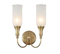 Wmmner Lampada da Parete, Applique Country, Lampada da Parete Moderna con Paralume in Vetro Bianco, Lampada da Bagno con Corpo in Rame, Lampada da Parete per Specchio, Camera da Letto, Cucina, Corrido