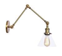 Wmmner Lampada da Parete, Applique da Parete Lampada da Parete Industriale con Braccio Orientabile Applique da Parete in Metallo con Paralume in Vetro V-Intage Lampada da Parete Regolabile per Camera