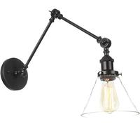 Wmmner Lampada da Parete, Applique da Parete Lampada da Parete Industriale con Braccio Orientabile Applique da Parete in Metallo con Paralume in Vetro V-Intage Lampada da Parete Regolabile per Camera