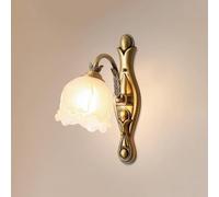 Wmmner Lampada da Parete Decorativa per Comodino Lampade da Parete con Paralume in Vetro Europeo Applique in Ottone Spazzolato V-Intage Illuminazione da Parete per Soggiorno e Corridoio, Lampada da So