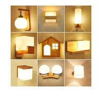 Wmmner Lampada da Parete, Decorazione Giapponese Comodino Lampade da Parete in Legno Camera da Letto 110V 220V Ristorante Casa Balcone Led Corridoio Lampada da Parete, Lampadario (16 * 12Cm)/14*31*15