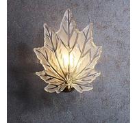 Wmmner Lampada da Parete Europea Lampada da Parete Moderna Base in Ottone con Paralume in Vetro a Foglia D'Acero Lampada da Parete per Interni Oro Decorativo Paesaggio Applique da Parete Uso G9 Lampad