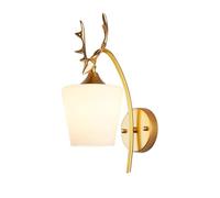 Wmmner Lampada da Parete in Corno Di Testa Di Cervo, Design Di Arte Nordica con Applique da Parete in Vetro Lattiginoso per Lampade da Parete Del Soggiorno Della Camera da Letto (Nero)/Oro
