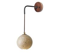 Wmmner Lampada da Parete in Marmo Sfera Stile Wabi-Sabi Lampada da Parete in Travertino Giallo Applique da Parete in Legno Industriale Vintage per Camera da Letto Casa Colonica Soggiorno