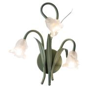 Wmmner Lampada da Parete in Vetro Lampada da Parete in Stile Francese Color Crema Presa G4, Vetro Verde Applique da Interno per Camera da Letto Lanterna da Parete Creativa a Forma Di Fiore per Camera