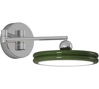 Wmmner Lampada da Parete Lampada Regolabile Applique a 1 Luce Lampada a Braccio Oscillante Lampada da Comodino Conith Rotondo Paralume Rotante Cromo Braccio Applique Compatibile/Verde