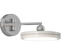 Wmmner Lampada da Parete Lampada Regolabile Applique a 1 Luce Lampada a Braccio Oscillante Lampada da Comodino Conith Rotondo Paralume Rotante Cromo Braccio Applique Compatibile/Bianco