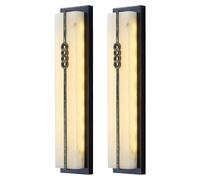 Wmmner Lampada da Parete Luci Moderne Confezione da 2 Applique Lunga Lampada da Montaggio in Stile Cinese Base in Ottone Luce a Led per Scale da Bagno Viventi/43Cm