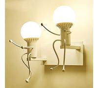 Wmmner Lampada da Parete per Interni Creativa Umanoide Applique da Parete Moderna Light Art Deco Iron E27 Base per Camera da Letto, Camera Dei Bambini, Corridoio, Ristorante, Scala, Cucina, Lampadina