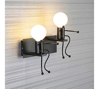 Wmmner Lampada da Parete per Interni Creativa Umanoide Applique da Parete Moderna Light Art Deco Iron E27 Base per Camera da Letto, Camera Dei Bambini, Corridoio, Ristorante, Scala, Cucina, Lampadina