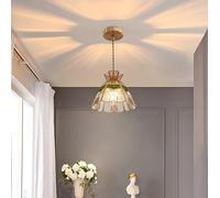 Wmmner Lampada da Soffitto - Lampada a Sospensione Art Déco Vintage in Vetro Tulipano, Lampada a Sospensione Regolabile con Motivo Floreale, Lampada Verde per Camera.