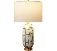 Wmmner Lampada da Tavolo in Tessuto Moderno Minimalista Lampada da Scrivania in Ceramica a Righe Lampada da Notte Di Lusso Hardware Di Lusso, Lampadario/un Colore/35 * 64 * 11Cm