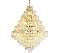 Wmmner Lampadari Villa Di Lusso Edificio Duplex Lampadario Palace Hall Ktv Club Lampada Di Ingegneria Lampada da Soggiorno in Cristallo Ulz 000719 Lampadario D'Oro Lampada a Sospensione in Alluminio S