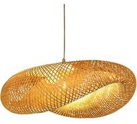 Wmmner Lampadario a Gabbia Beige Wicker Lights Hollow Slamp Shade Basket Hanging Lamp Bohoapparecchio Di Illuminazione, Lampadario a Sospensione a Soffitto/un Colore/50 * 20 Centimetri