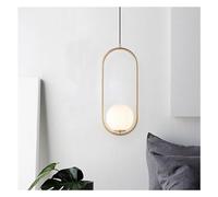 Wmmner Lampadario con Anello Circolare in Vetro Smerigliato - Lampada a Sospensione con Globo in Vetro Opalino Di Metà Secolo Compatibile con Soffitti Inclinati - Illuminazione da Comodino Compatibile