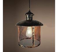 Wmmner Lampadario Di Campagna Americana, Lampada da Soffitto Industriale Vintage E27 a Sospensione a Catena Regolabile a Testa Singolaant Light Bar Soggiorno Corridoio Metal Mesh Hanging Light Baking