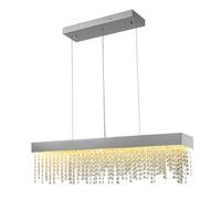 Wmmner Lampadario Di Cristallo Sala da Pranzo Moderna Isola da Cucina Lampada a Sospensione Lunga Lampade a Led Luci Decorative per la Casa/Cromo/L120*W12*H25Cm