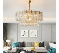 Wmmner Lampadario in Vetro Di Cristallo Lampada a Sospensione Rotonda in Ottone in Stile Americano Lampada da Soffitto a Sospensione Regolabile Moderna, Lampada a Sospensione a Soffitto a Led/un Color