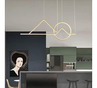 Wmmner Lampadario Led Dimming Lights Tavolo da Pranzo Cucina Creatività Attico Interno Alluminiolampadario Telecomandato Di Moda Semplice, Altezza Regolabile con Telecomando/Nero, Penna a Soffitto a L