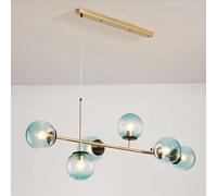 Wmmner Lampadario Moderno a Globo in Vetro Illuminazione a 6 Luci Lampadari Industriali Di Metà Secolo Lampada a Sospensione a Soffitto Lineare Lampada a Sospensione in Metallo con Ball Ombra per Sogg